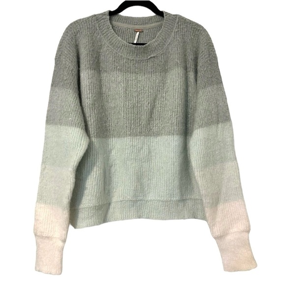 Free People Autumn Sky Sweater in Cloud Combo Womens Size XL Striped - Picture 2 of 6
